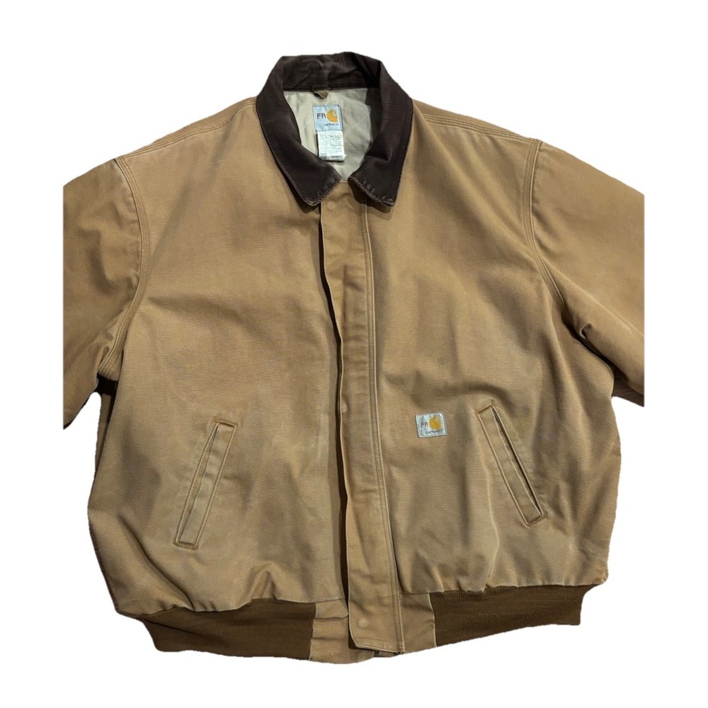 Carhartt FR Hooded Jacket Brown  Quilted Lined Flame‎ Resistant FRJ134 Sz 2XL
